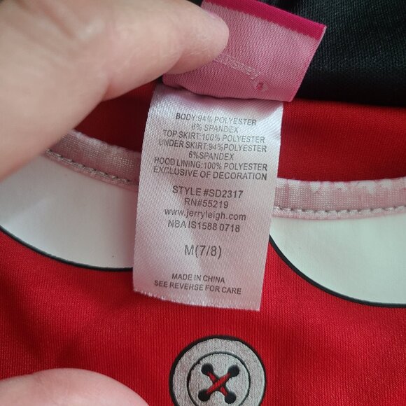 Disney Minnie Mouse girls dress red with white polka dot skirt & hood size M 7/8 - Picture 9 of 10